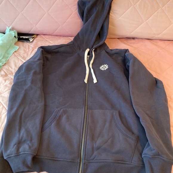 Snowflake Zip up Hoodie sweatshirt navy XL. Quality! Warm!!  NWOT in dustbag - Picture 2 of 6